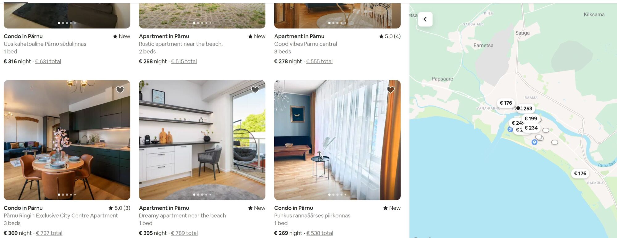 Airbnb hinnad