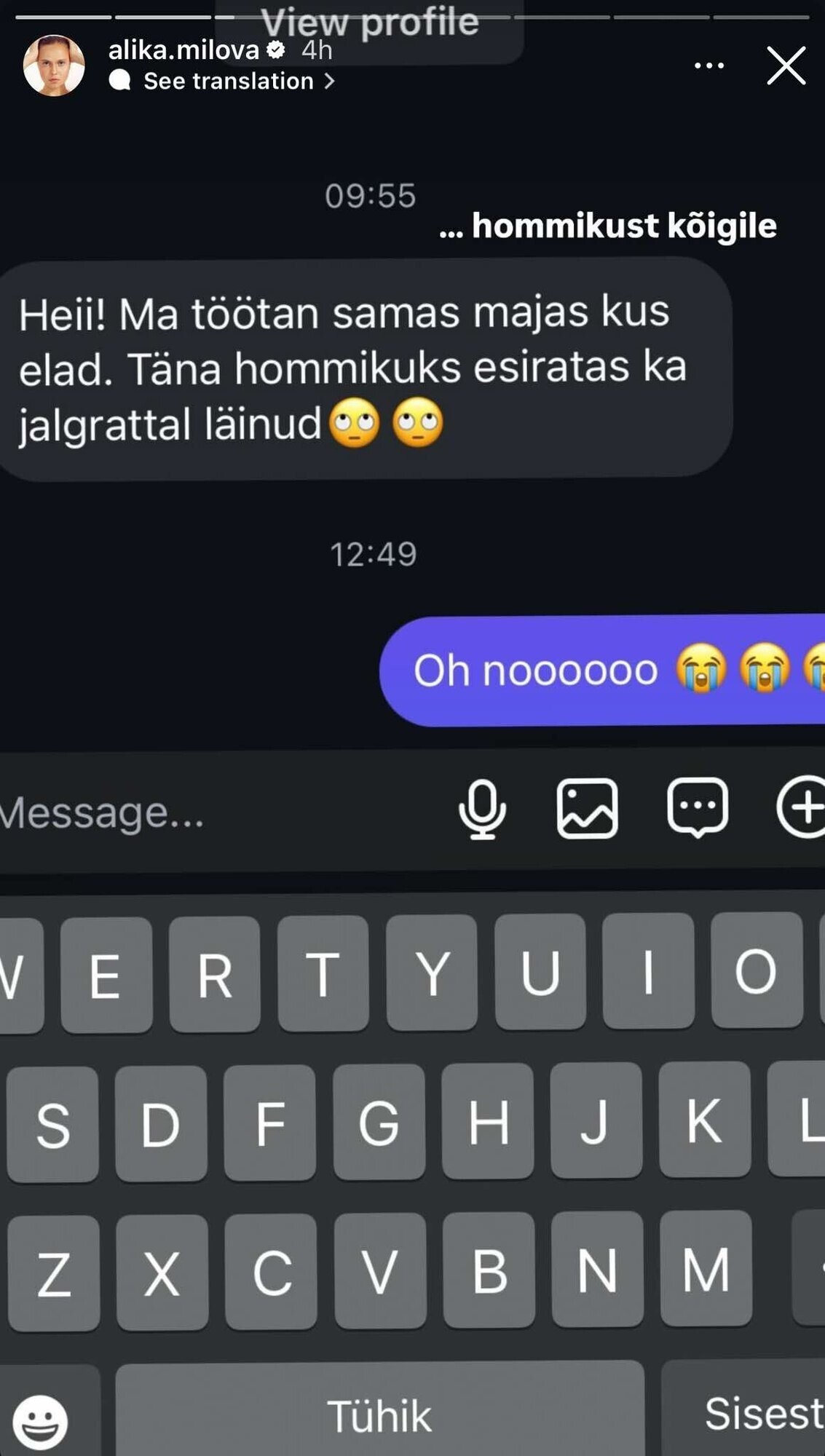 Alika sai ootamatu sõnumi