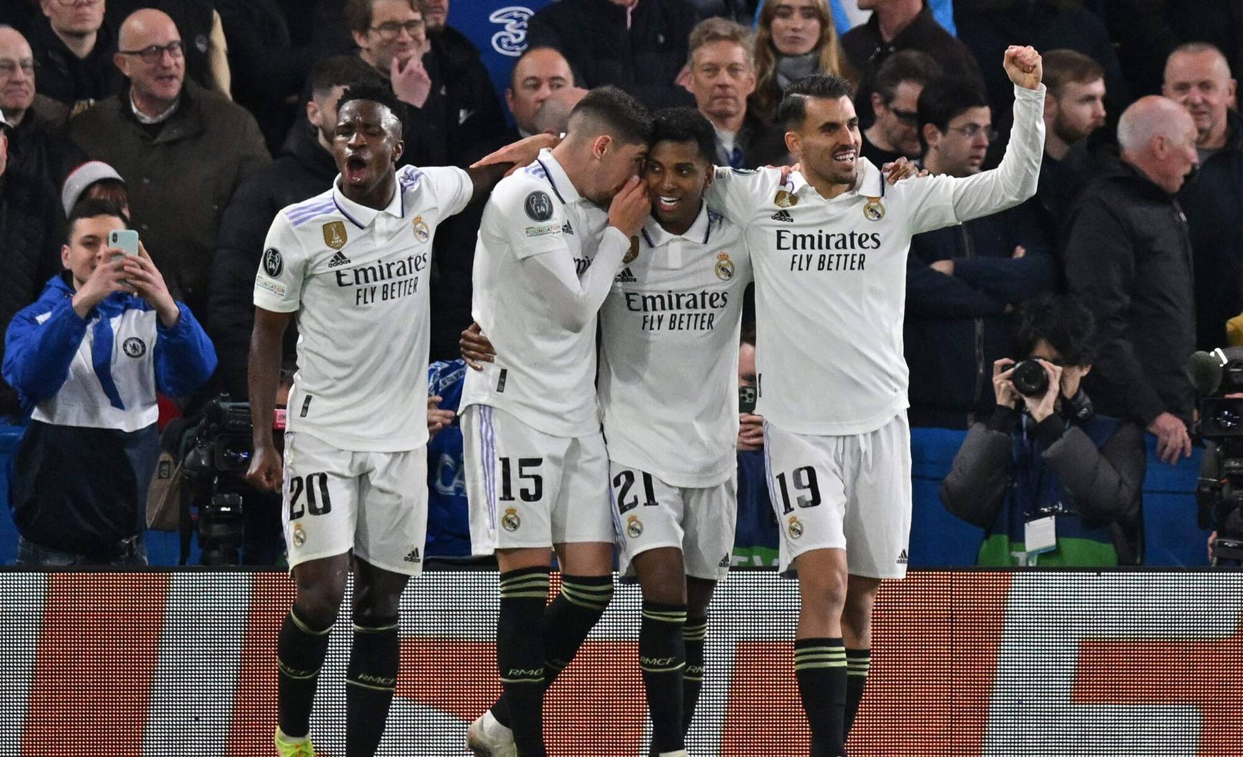 Real Madridi jalgpallurid tähistamas Rodrygo tabamust