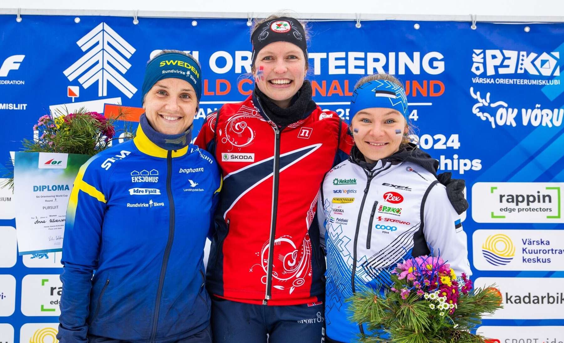 Naiste esikolmik: vasakult Magdalena Olsson, võitja Anna Ulvensoen ja Daisy Kudre-Schnyder
